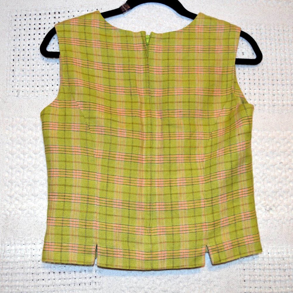 Jennifer Moore Plaid Linen Top Sz 4